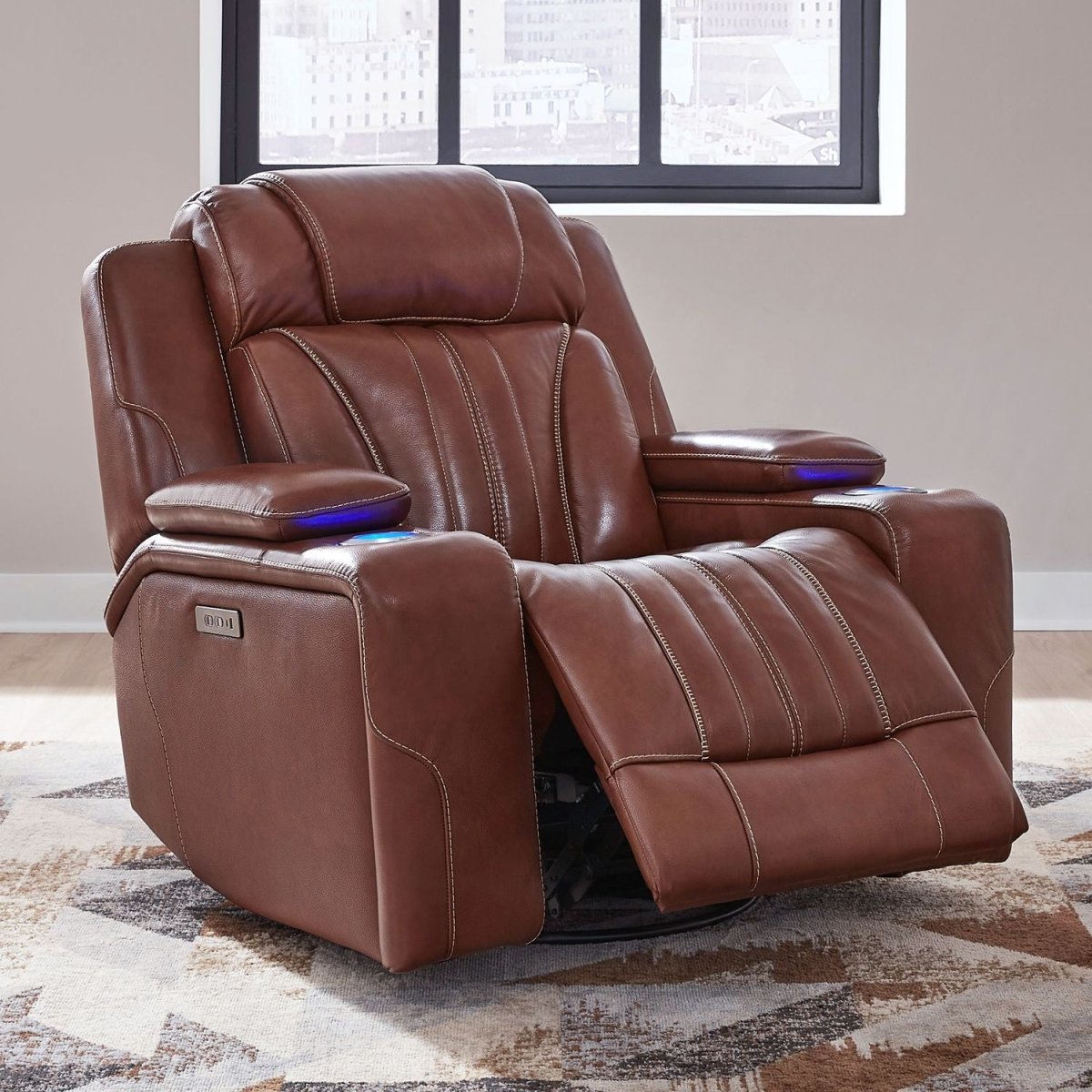 Caswell - Swivel Glider Recliner P2 - Brown Swivel Glider Chairs by Liberty Furniture - Walls Furniture & Mattress