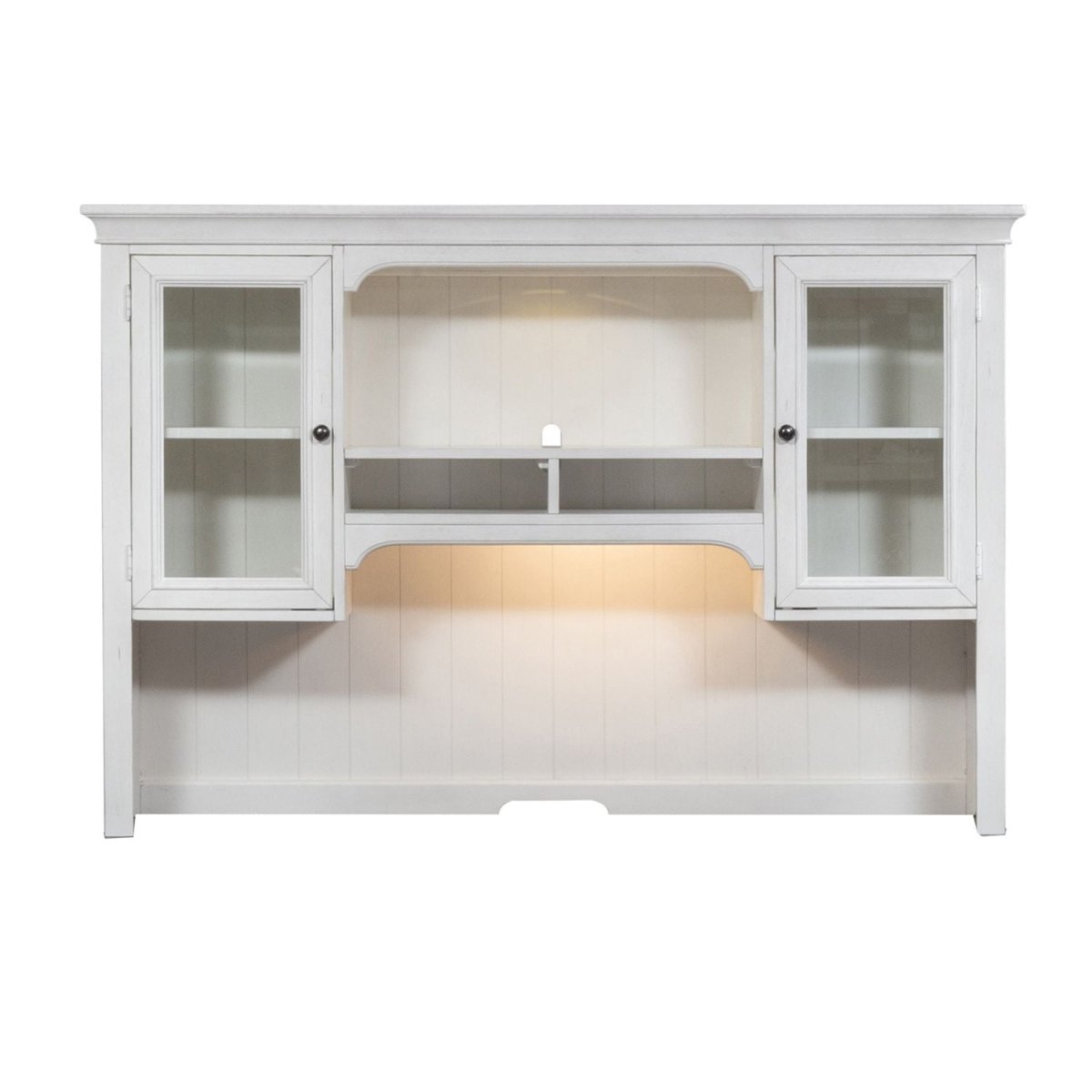 Allyson Park - Jr Executive Credenza Hutch - Wirebrushed White / Charcoal Hutches by Liberty Furniture - Walls Furniture & Mattress