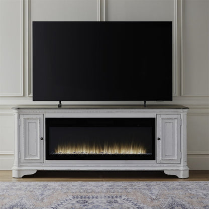 Fireplace TV Consoles - 244 82" Console With Fire FTS - White Fireplace TV Stands by Liberty Furniture - Walls Furniture & Mattress