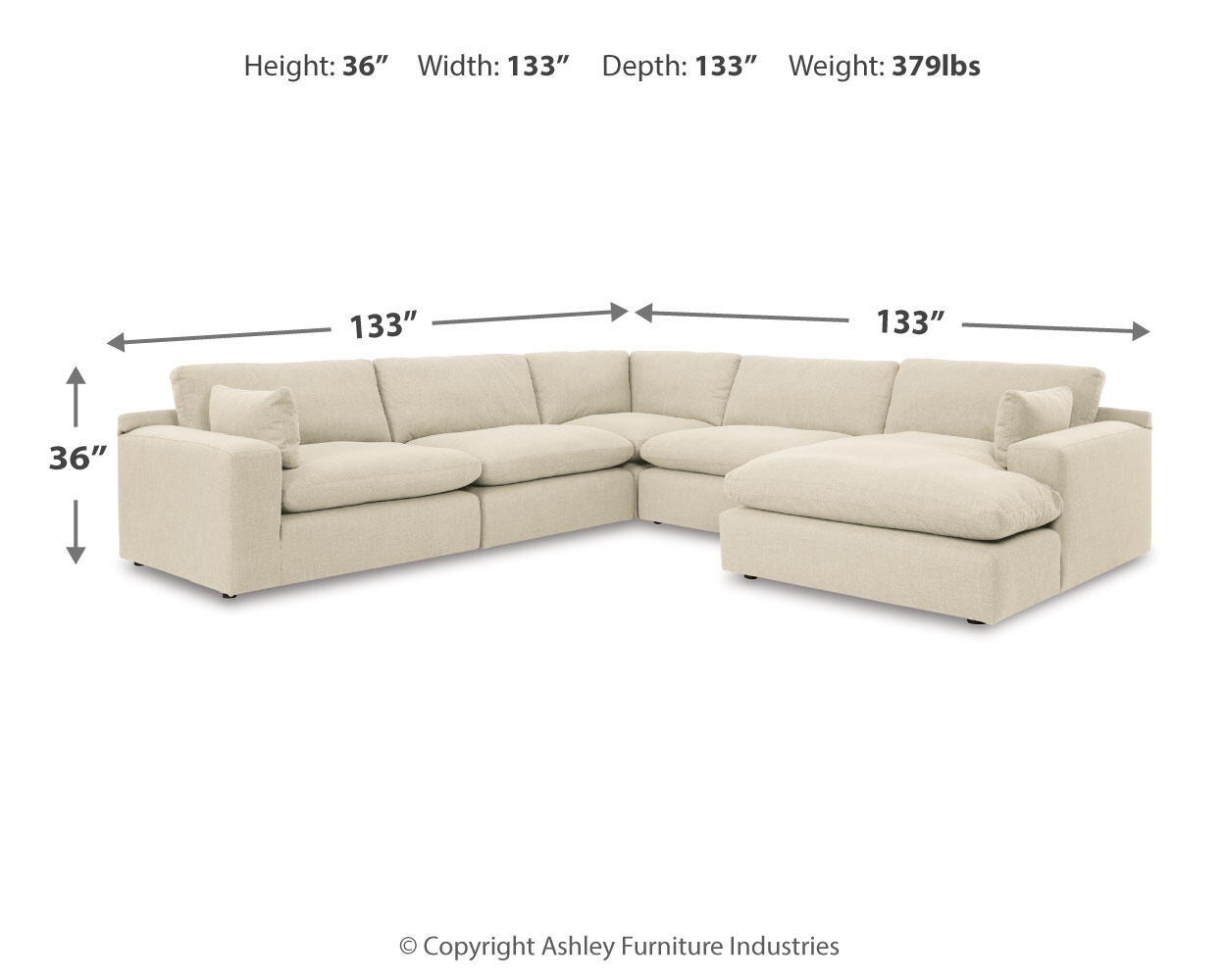 Elyza - Sectional Stationary Sectionals by Benchcraft® - Walls Furniture & Mattress