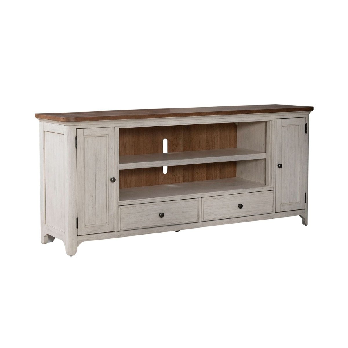 Fireplace TV Consoles - 80" Fireplace TV Console FTS - Brown Fireplace TV Stands by Liberty Furniture - Walls Furniture & Mattress