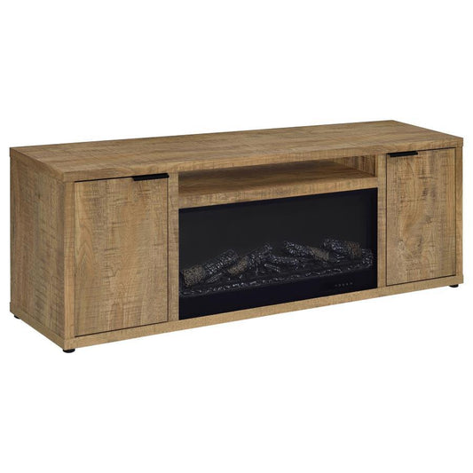 Fuller - 60" 2 - Door TV Stand Fireplace Media Console - Mango Fireplace TV Stands by Coaster Fine Furniture - Walls Furniture & Mattress