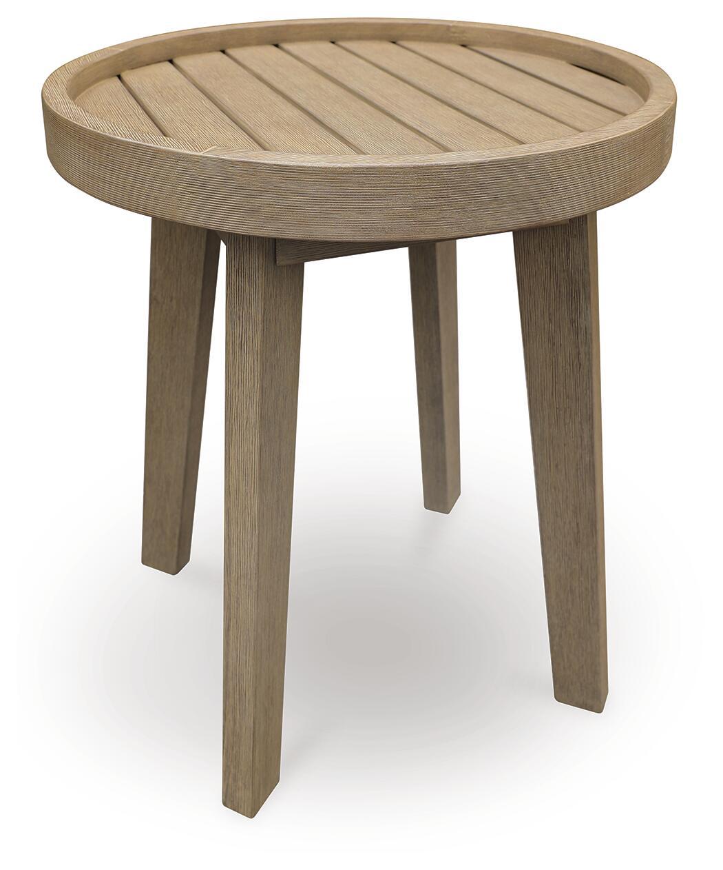 Marina Sun - Round End Table - Beige End Tables by Signature Design by Ashley® - Walls Furniture & Mattress
