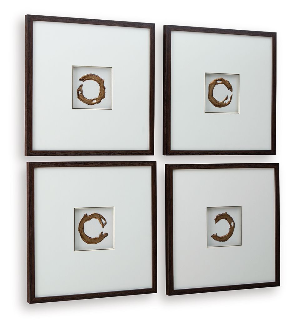 Dallbourne - White / Gold Finish - Wall Art Set (Set of 4) Wall Decor by Signature Design by Ashley® - Walls Furniture & Mattress