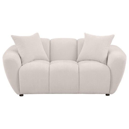 Destino - Chenille Upholstered Splayed Arm Loveseat - Greige Stationary Loveseats by Coaster Fine Furniture - Walls Furniture & Mattress