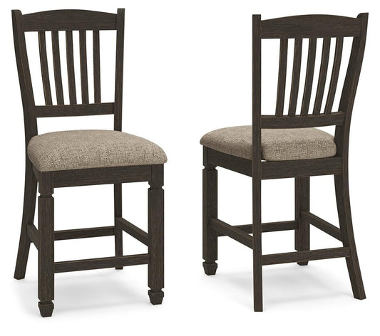 Tyler Creek - Upholstered Barstool (Set of 2) - Black / Grayish Brown Stool Sets by Signature Design by Ashley® - Walls Furniture & Mattress