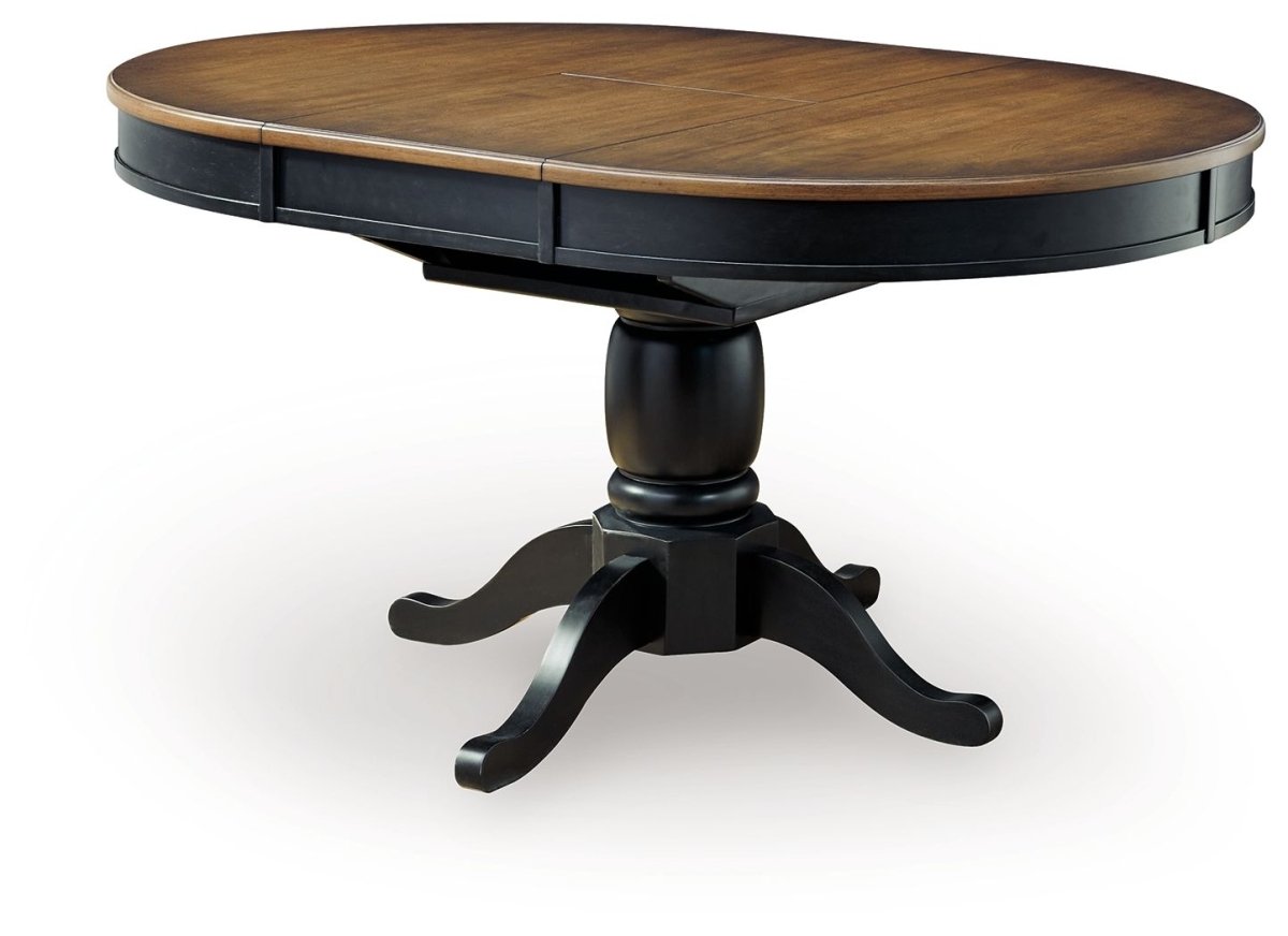 Clorazi - Oval Dining Room Butterfly Extension Table - Black / Brown Dining Tables with Extensions by Signature Design by Ashley® - Walls Furniture & Mattress