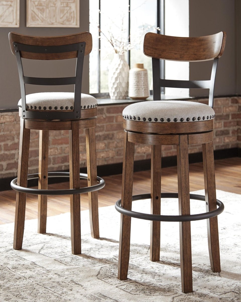 Valebeck - Tall Upholstered Swivel Barstool Bar Height (28" - 30") by Signature Design by Ashley® - Walls Furniture & Mattress