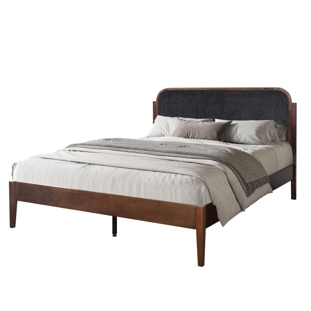 Hawthorne - 5/0 Queen Platform Bed With Chair arcoal Upholstered Headboard - Brown Platform Beds by New Classic - Walls Furniture & Mattress