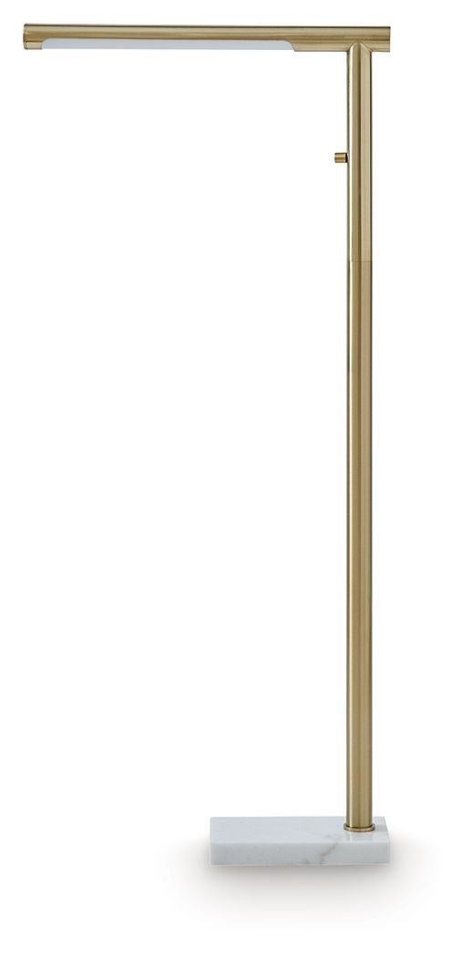 Santiford - Metal Floor Lamp - Gold Finish / White Floor Lamps by Signature Design by Ashley® - Walls Furniture & Mattress