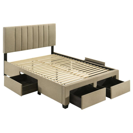 Wheatland - 4 - Drawer Upholstered Storage Bed Storage Beds by Coaster Fine Furniture - Walls Furniture & Mattress