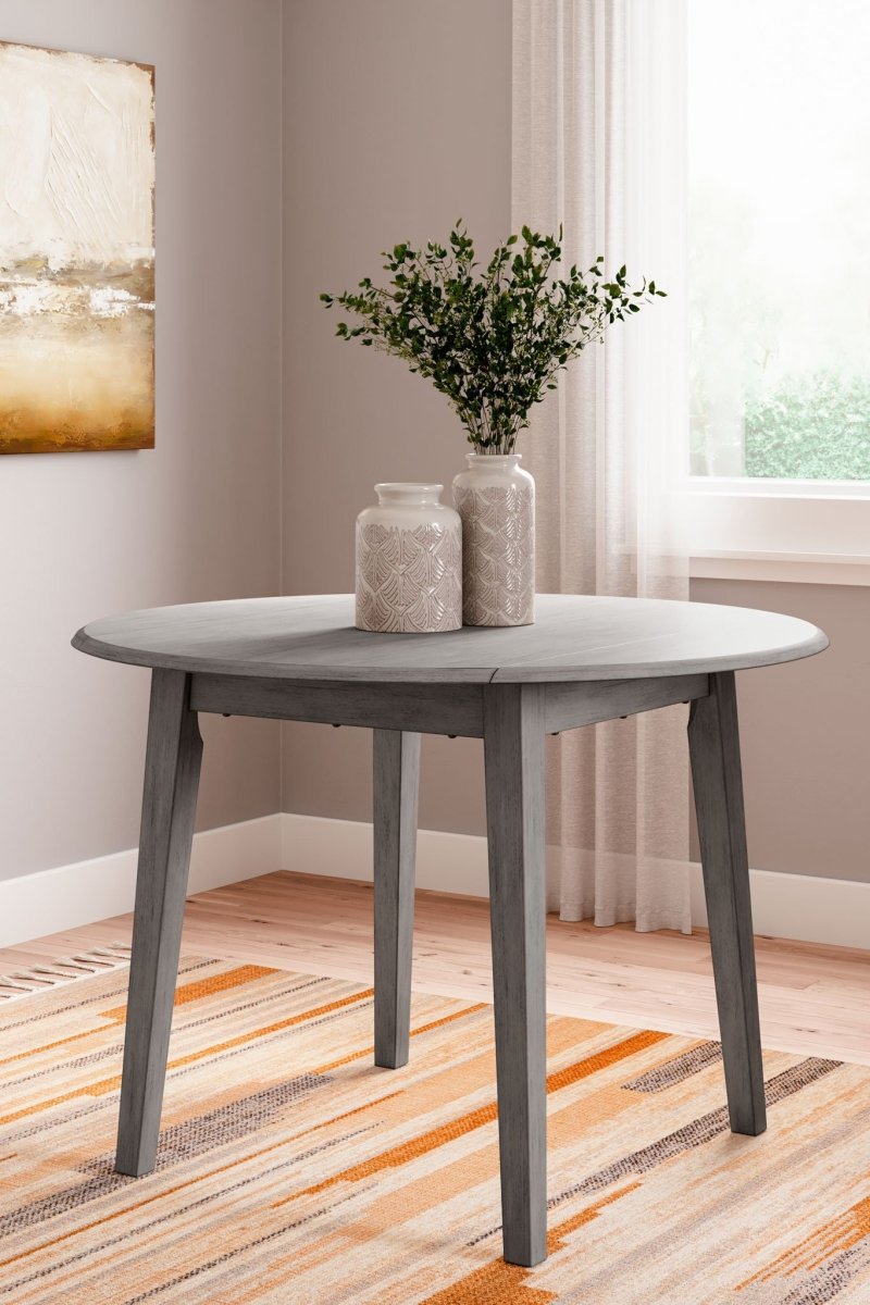 Shullden - 5 Pc. - Drop Leaf Table, 4 Side Chairs - Gray 5 Piece Dining Room Sets by Signature Design by Ashley® - Walls Furniture & Mattress