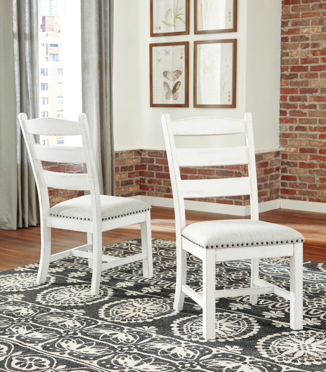 Valebeck - Dining UPH Side Chair (Set of 2) - Beige / White Chair Sets by Signature Design by Ashley® - Walls Furniture & Mattress