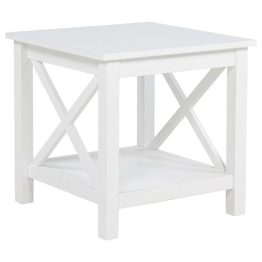Skyview - Square Pine Wood Side End Table With Shelf - White End Tables by Coaster Fine Furniture - Walls Furniture & Mattress