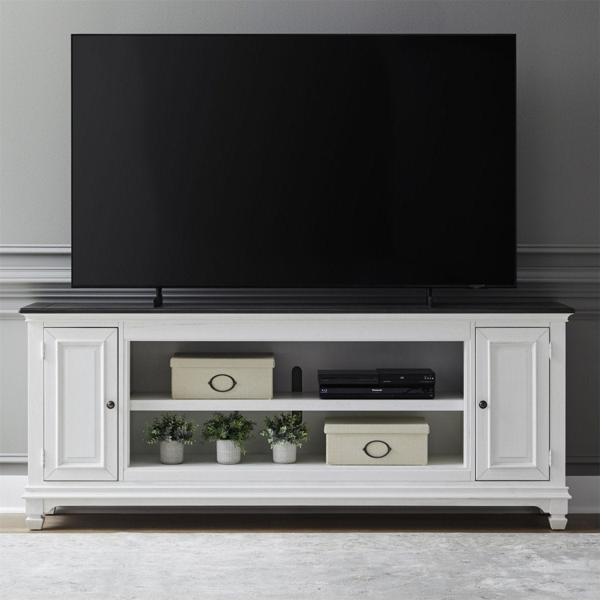 Fireplace TV Consoles - 80" Fireplace TV Console FTS - White Fireplace TV Stands by Liberty Furniture - Walls Furniture & Mattress
