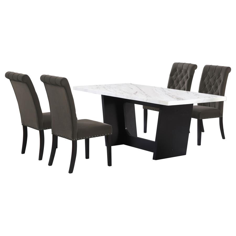 Sherry - Rectangular Marble Top Dining Table Set 5 Piece Dining Room Sets by CoasterElevations - Walls Furniture & Mattress