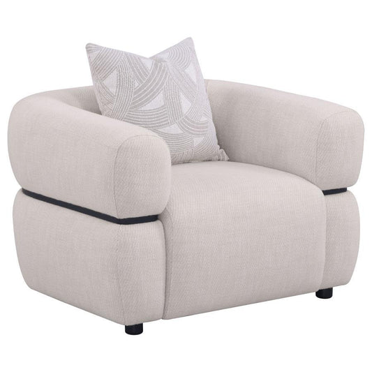 Jeanette - Fabric Upholstered Round Arm Accent Chair - Beige Arm Chairs by Coaster Fine Furniture - Walls Furniture & Mattress
