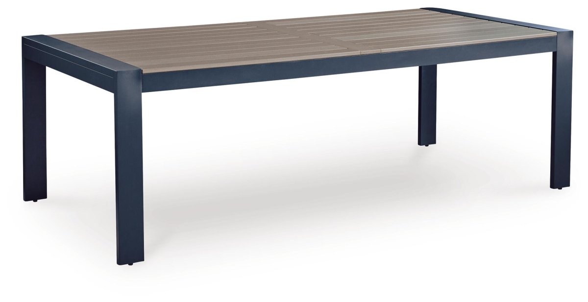 East Beach - Rectangular Dining Table With Umbrella Option - Blue Dining Tables by Signature Design by Ashley® - Walls Furniture & Mattress