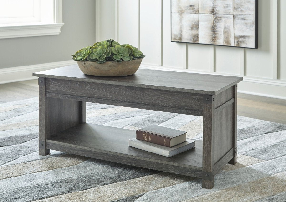 Freedan - 3 Pc. - Coffee Table, 2 End Tables - Grayish Brown Table Sets by Signature Design by Ashley® - Walls Furniture & Mattress