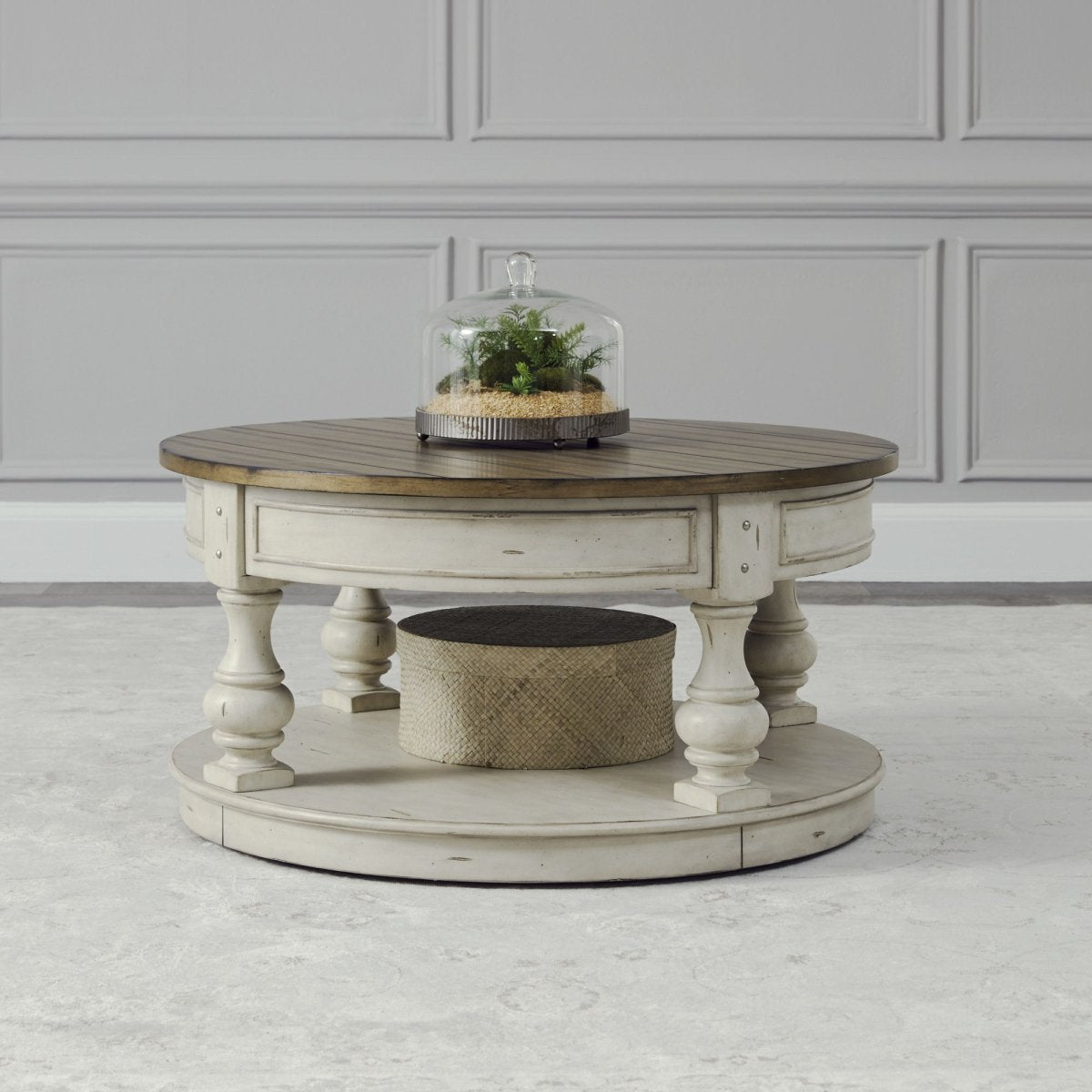 Morgan Creek - Round Cocktail Table - White Cocktail Tables by Liberty Furniture - Walls Furniture & Mattress