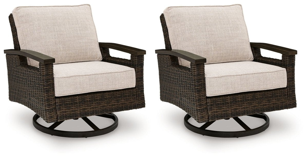 Monterey Point - Swivel Lounge Chair (Set of 2) - Dark Brown Chair Sets by Signature Design by Ashley® - Walls Furniture & Mattress