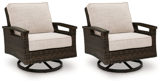 Monterey Point - Swivel Lounge Chair (Set of 2) - Dark Brown Chair Sets by Signature Design by Ashley® - Walls Furniture & Mattress