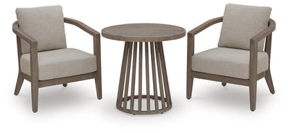 Joy Lagoon - Outdoor Chairs With Cushions/Table (Set of 3) - Beige 3 Piece Outdoor Sets by Signature Design by Ashley® - Walls Furniture & Mattress