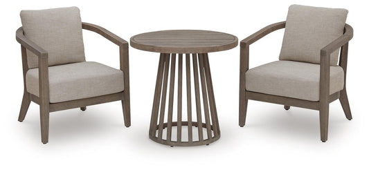 Joy Lagoon - Outdoor Chairs With Cushions/Table (Set of 3) - Beige 3 Piece Outdoor Sets by Signature Design by Ashley® - Walls Furniture & Mattress