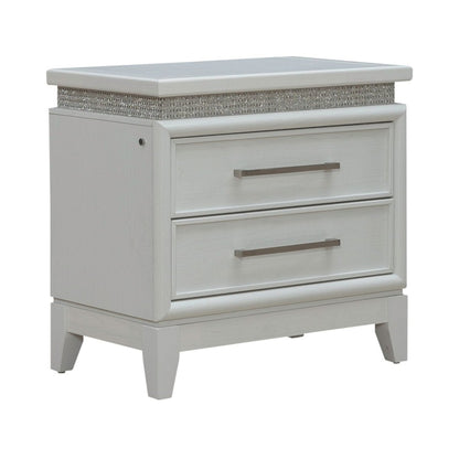 Reflections - Nightstand With Lights and Charging Station - White Nightstands w/ Charging Stations by Liberty Furniture - Walls Furniture & Mattress