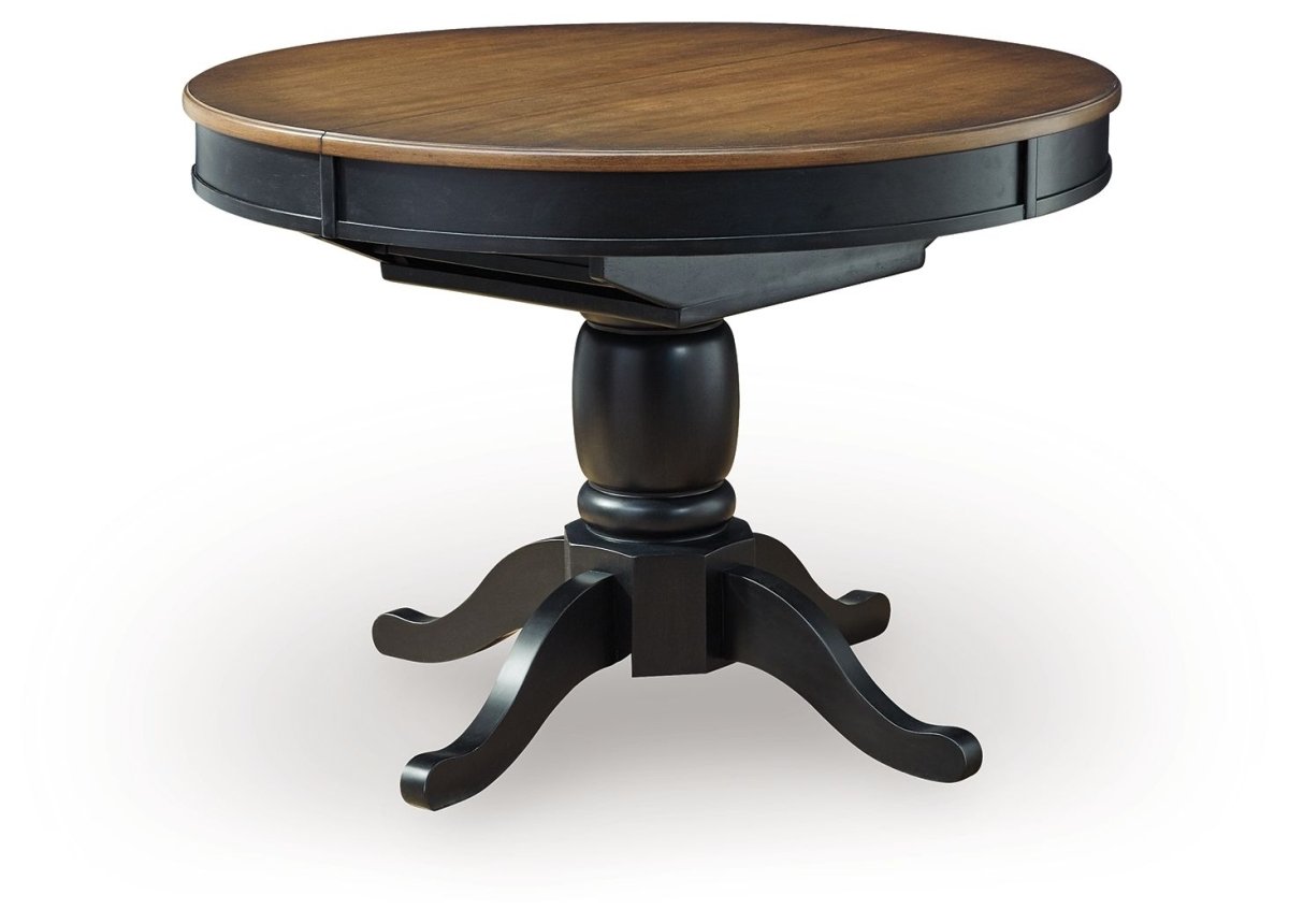 Clorazi - Oval Dining Room Butterfly Extension Table - Black / Brown Dining Tables with Extensions by Signature Design by Ashley® - Walls Furniture & Mattress