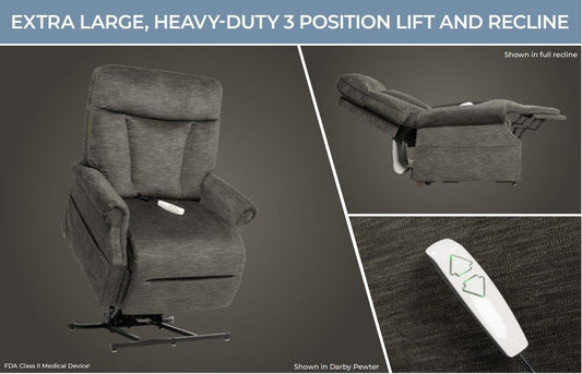 TRIO Tenacity Pewter Extra Large Heavy Duty Lift Chair