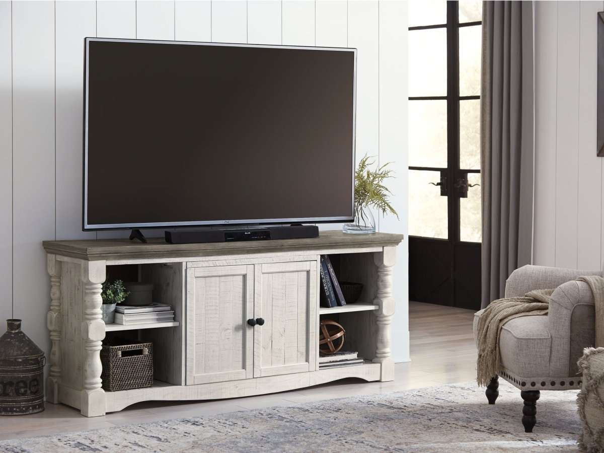Havalance - Extra Large TV Stand - 2 Doors - Brown / Beige TV Stands by Signature Design by Ashley® - Walls Furniture & Mattress