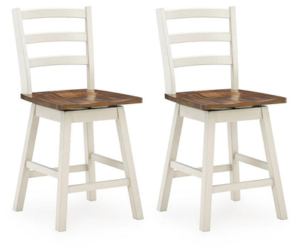 Brinfern - Swivel Stool (Set of 2) - Brown / Antique White Stool Sets by Signature Design by Ashley® - Walls Furniture & Mattress