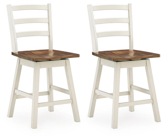 Brinfern - Swivel Stool (Set of 2) - Brown / Antique White Stool Sets by Signature Design by Ashley® - Walls Furniture & Mattress