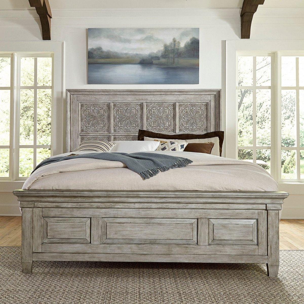 Heartland - Farmhouse - Panel Bed, Dresser & Mirror Set 3 Piece Bedroom Sets by Liberty Furniture - Walls Furniture & Mattress