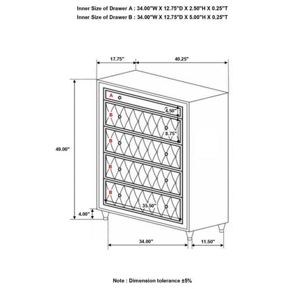 Antonella - 5 - Drawer Bedroom Chest Accent Chests by CoasterElevations - Walls Furniture & Mattress
