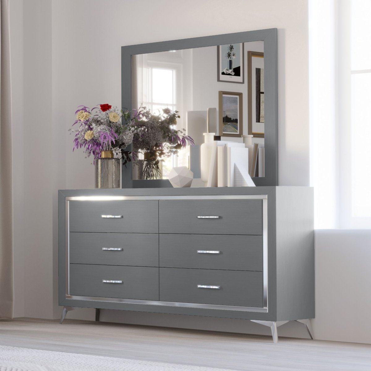 Huxley - Dresser & Mirror Dresser & Mirror by New Classic - Walls Furniture & Mattress