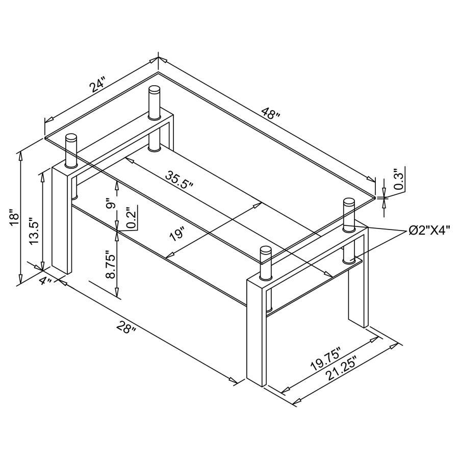 Dyer - 1 - Shelf Rectangular Glass Top Table End Tables by CoasterEveryday - Walls Furniture & Mattress