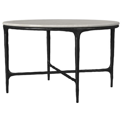Hermas - Round Genuine Marble Top Metal Coffee Table - White Coffee Tables by Coaster Fine Furniture - Walls Furniture & Mattress