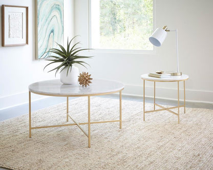 Ellison - Round Marble Top Table End Tables by CoasterEssence - Walls Furniture & Mattress