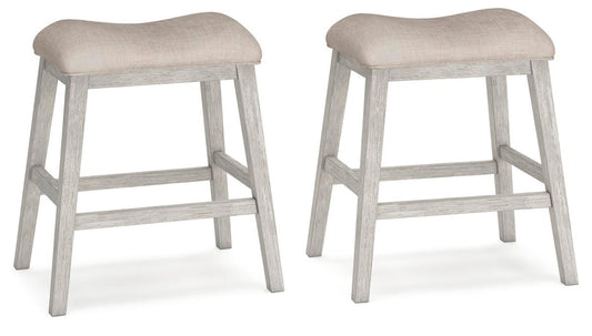 Skempton - Upholstered Stool (Set of 2) - White Stool Sets by Signature Design by Ashley® - Walls Furniture & Mattress