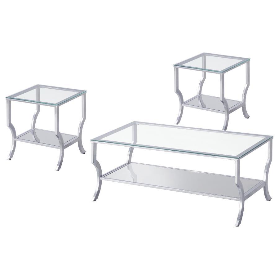 Saide - Glass Top Coffee And End Table Set Table Sets by Coaster Fine Furniture - Walls Furniture & Mattress