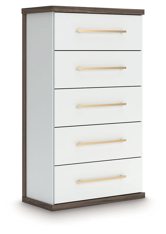Kendanport - Brown / White - Five Drawer Chest Accent Chests by Signature Design by Ashley® - Walls Furniture & Mattress