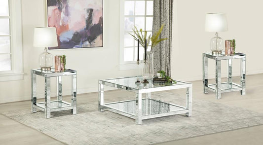 Valentina - Mirrored Coffee Table Set Table Sets by Coaster Fine Furniture - Walls Furniture & Mattress