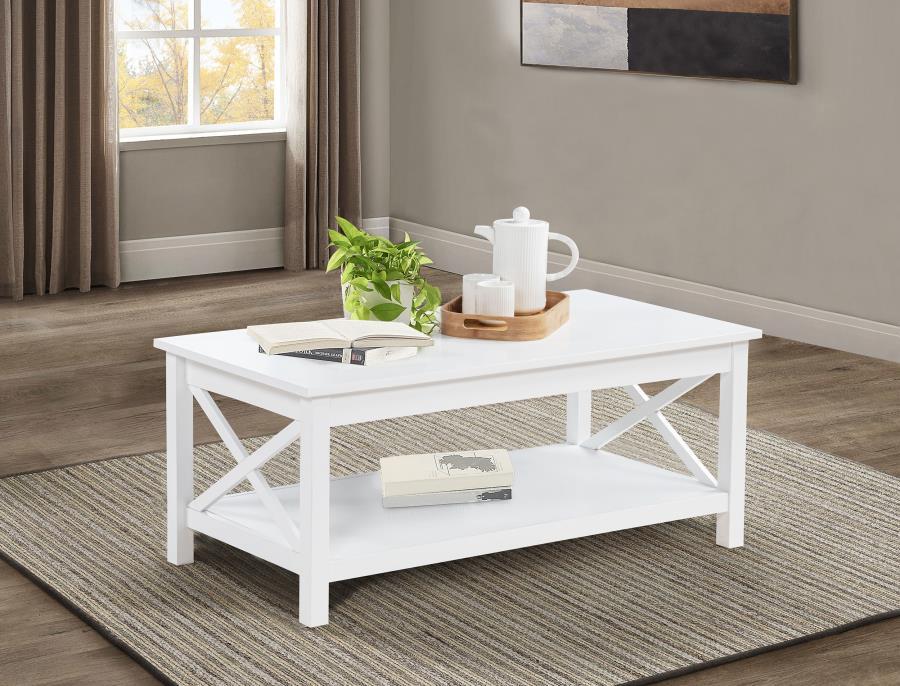 Skyview - 44" Rectangular Lift Top Coffee Table - White Coffee Tables by Coaster Fine Furniture - Walls Furniture & Mattress