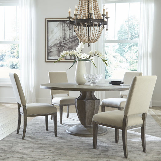 Westfield - 5 Piece Pedestal Table Set (Upholstered Side Chairs) - Light Brown 5 Piece Dining Room Sets by Liberty Furniture - Walls Furniture & Mattress