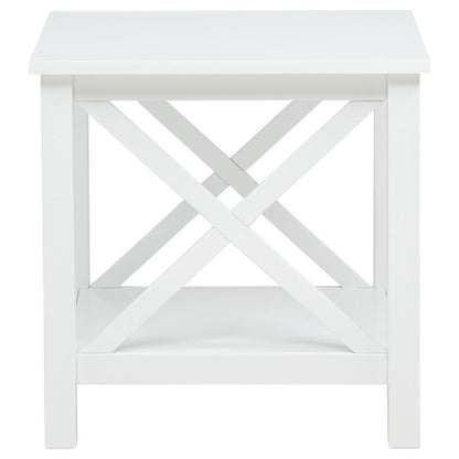Skyview - Square Pine Wood Side End Table With Shelf - White End Tables by Coaster Fine Furniture - Walls Furniture & Mattress