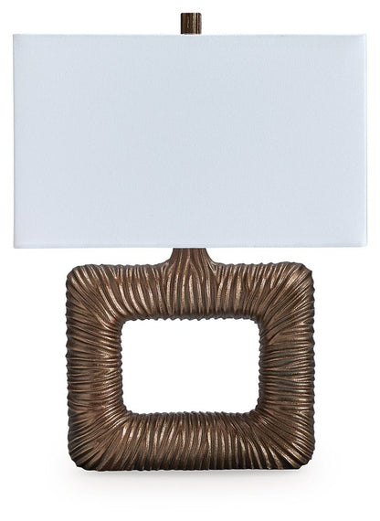 Garronby - Antique Brass Finish - Metal Table Lamp Table Lamps by Signature Design by Ashley® - Walls Furniture & Mattress