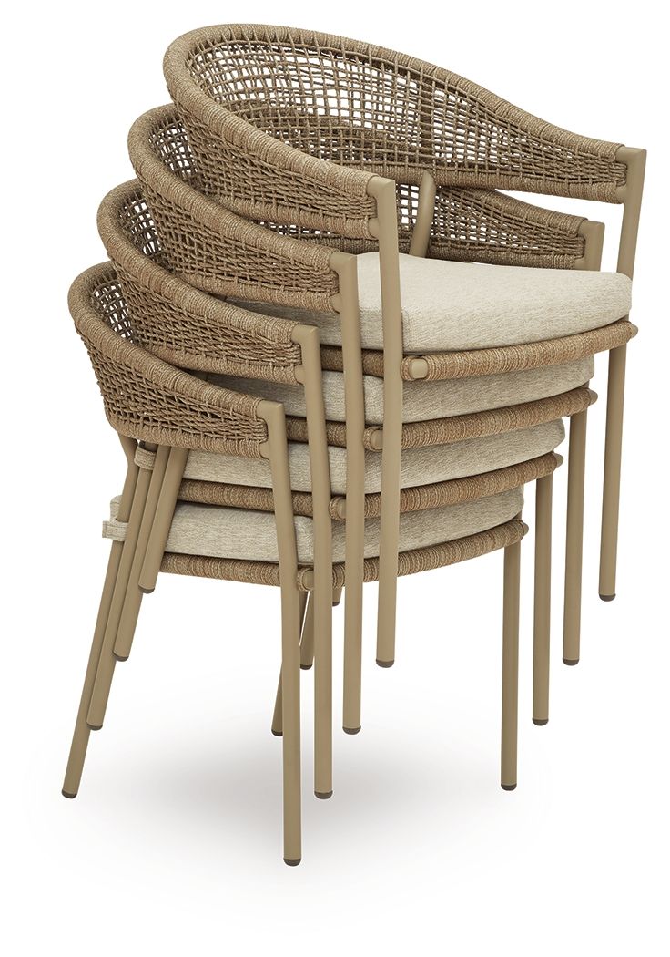 Orchard Beach - Arm Chair With Cushion (Set of 4) - Beige Chair Sets by Signature Design by Ashley® - Walls Furniture & Mattress