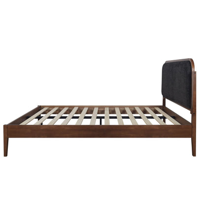Hawthorne - 5/0 Queen Platform Bed With Chair arcoal Upholstered Headboard - Brown Platform Beds by New Classic - Walls Furniture & Mattress